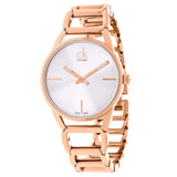 Calvin Klein Stately White Dial Rose Gold Steel Strap Watch for Women - K3G23626