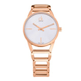 Calvin Klein Stately White Dial Rose Gold Steel Strap Watch for Women - K3G23626