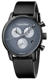Calvin Klein City Chronograph Grey Dial Black Leather Strap Watch for Men - K2G177C3