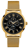 Guess Delancy Black Dial Gold Mesh Bracelet Watch for Men - W0871G2
