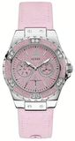 Guess Limelight Quartz Diamonds Pink Dial Pink Denim Strap Watch For Women - W0775l15