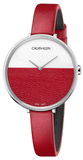 Calvin Klein Rise Yellow Red Dial Red Leather Strap Watch for Women - K7A231UP
