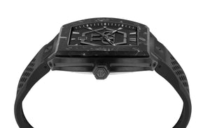 Philipp Plein Hexagon Phantom Black Dial Black Silicone Strap Watch For Men- PWPUA0624