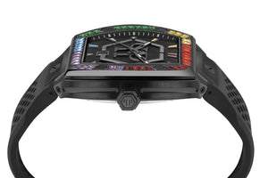 Philipp Plein Hexagon Phantom Black Dial Black Silicone Strap Watch For Men- PWPUA0324