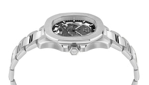 Philipp Plein High-Conic Automatic Silver Dial Silver Stainless Steel Strap Watch For Men - PWRAA0223