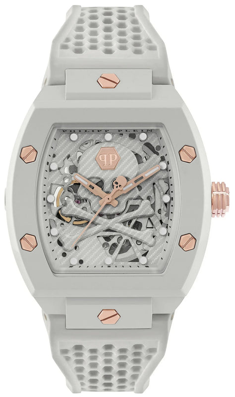 Philipp Plein The Skeleton White Dial White Silicone Strap Watch for Men - PWVBA0123