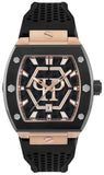 Philipp Plein Hexagon Phantom Black Dial Black Silicone Strap Watch For Men- PWPUA0124