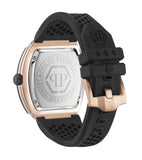 Philipp Plein Hexagon Phantom Black Dial Black Silicone Strap Watch For Men- PWPUA0124