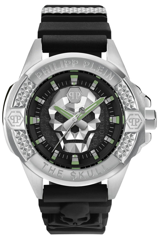 Philipp Plein The Skull Black Dial Black Silicone Strap Watch for Men - PWAAA0121