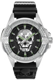 Philipp Plein The Skull Black Dial Black Silicone Strap Watch for Men - PWAAA0121