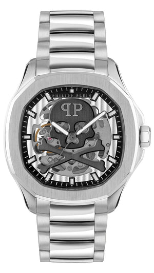 Philipp Plein High-Conic Automatic Silver Dial Silver Stainless Steel Strap Watch For Men - PWRAA0223