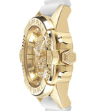 Philipp Plein The Skull Gold Dial White Silicone Strap Watch for Men - PWAAA1221