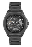 Philipp Plein High-Conic Automatic Black Dial Black Steel Strap Watch For Men- PWRAA0423