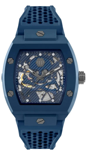 Philipp Plein The SKeleton Blue Dial Blue Silicone Strap Watch for Men - PWVBA0323