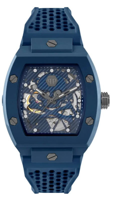 Philipp Plein The SKeleton Blue Dial Blue Silicone Strap Watch for Men - PWVBA0323