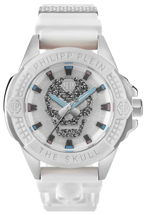 Philipp Plein The Skull White Dial White Silicone Strap Watch for Men - PWAAA1521