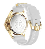Philipp Plein The Skull Gold Dial White Silicone Strap Watch for Men - PWAAA1221