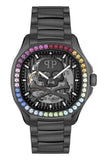 Philipp Plein High-Conic Automatic Black Dial Black Steel Strap Watch For Men - PWRAA0823