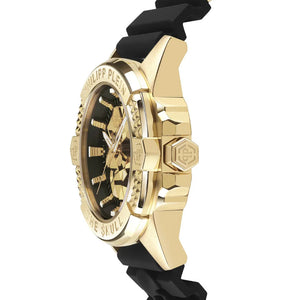 Philipp Plein The Skull Gold Dial Black Silicone Strap Watch for Men - PWAAA0221