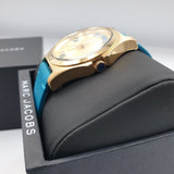 Marc Jacobs Baby Dave Gold Dial Blue Leather Strap Watch for Women - MBM1263