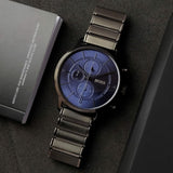 Hugo Boss Architectural Blue Dial Grey Steel Strap Watch for Men - 1513574