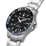 Maserati SFIDA Limited Edition Black Dial Silver Steel Strap Watch for Men - R8853140011