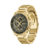 Hugo Boss Peak Chronograph Olive Green Dial Gold Steel Strap Watch for Men - 1514190