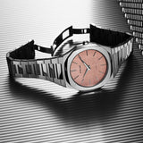 D1 Milano Ultra Thin Salmon Pink Dial Silver Steel Strap Watch for Men - D1-UTBJ26