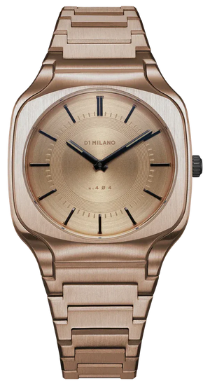 D1 Milano Square Champagne Gold Dial Gold Steel Strap Watch for Unisex - D1-SQBJ04