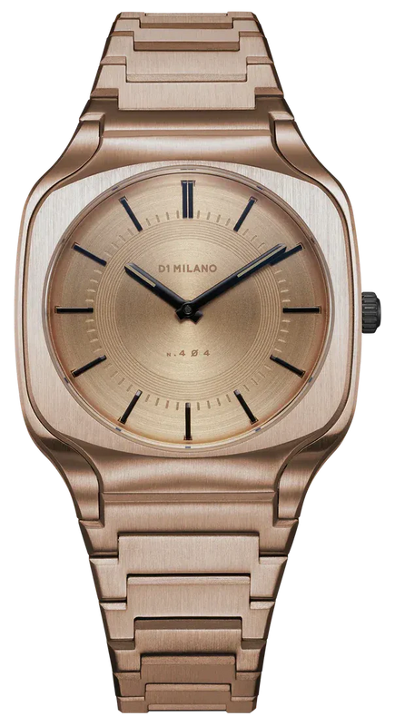 D1 Milano Square Champagne Gold Dial Gold Steel Strap Watch for Unisex - D1-SQBJ04