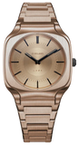 D1 Milano Square Champagne Gold Dial Gold Steel Strap Watch for Unisex - D1-SQBJ04
