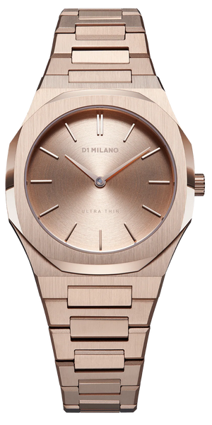 D1 Milano Ultra Thin Rose Gold Dial Rose Gold Steel Strap Watch for Women - D1-UTBL04
