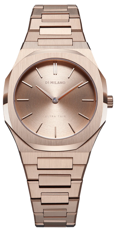 D1 Milano Ultra Thin Rose Gold Dial Rose Gold Steel Strap Watch for Women - D1-UTBL04