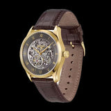 Hugo Boss Principle Skeleton Grey Dial Brown Leather Strap Watch for Men - 1514253