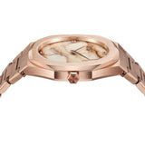 D1 Milano Ultra Thin Marble Dial Rose Gold Steel Strap Watch for Women - D1-UTBL14