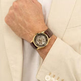 Hugo Boss Principle Skeleton Grey Dial Brown Leather Strap Watch for Men - 1514253