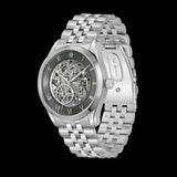Hugo Boss Principle Skeleton Green Dial Silver Steel Strap Watch for Men - 1514236