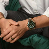 Hugo Boss Troper Chronograph Green Dial Two Tone Steel Strap Watch for Men - 1514154