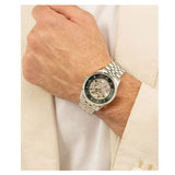 Hugo Boss Principle Skeleton Green Dial Silver Steel Strap Watch for Men - 1514236