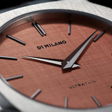D1 Milano Ultra Thin Salmon Pink Dial Silver Steel Strap Watch for Men - D1-UTBJ26