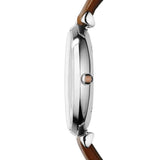 Emporio Armani Gianni Silver Dial Brown Leather Strap Watch for Men - AR1675