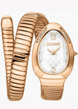 Just Cavalli Serpente Metallica White Dial Rose Gold Steel Strap Watch for Women - JC1L223M0045