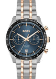Hugo Boss Tourmaster Chronograph Blue Dial Two Tone Steel Strap Watch for Men - 1514288