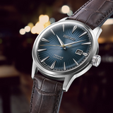 Seiko Cocktail Time Automatic Blue Dial Brown Leather Strap Watch for Men - SRPK15K1