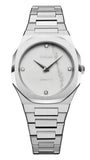 D1 Milano Ultra Thin Marble White Dial Silver Steel Strap Watch for Women - D1-UTBL13