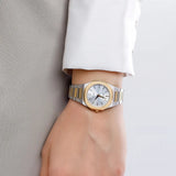 D1 Milano Ultra Thin Silver Dial Two Tone Steel Strap Watch for Women - D1-UTBL34