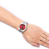 D1 Milano Ultra Thin Red Dial Silver Steel Strap Watch for Men - D1-UTBJ05