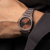 D1 Milano Ultra Thin Brown Dial Brown Steel Strap Watch for Women - D1-UTBL38