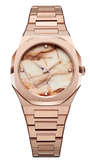 D1 Milano Ultra Thin Marble Dial Rose Gold Steel Strap Watch for Women - D1-UTBL14