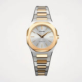 D1 Milano Ultra Thin Silver Dial Two Tone Steel Strap Watch for Women - D1-UTBL34